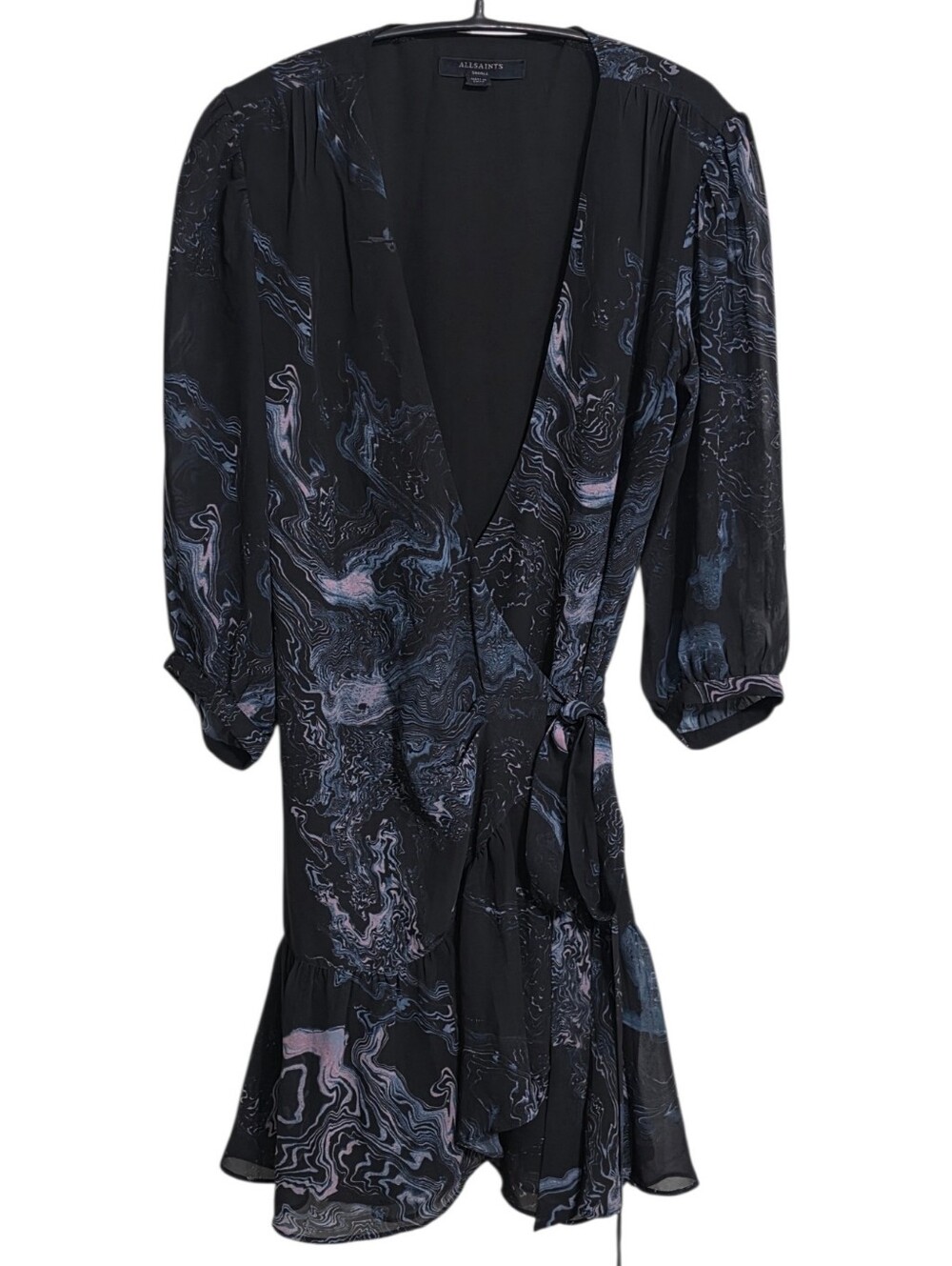 AllSaints Jade Hatsukoi Marble Wrap Dress S Asymmetrical Whimsigoth Fairy Grunge